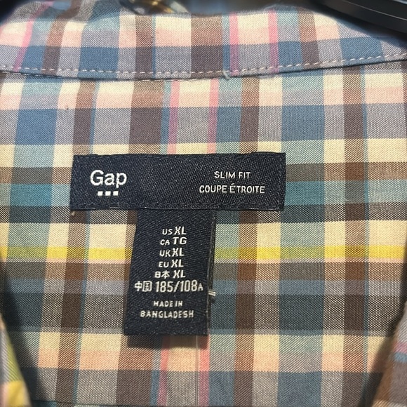 GAP Long Sleeve Button Down Shirt Size XL Slim Fit NWT Men’s Multicolor - Picture 2 of 6